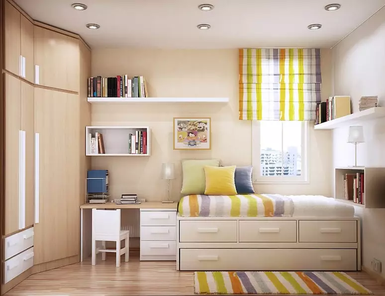 Cama proporcional em quarto pequeno