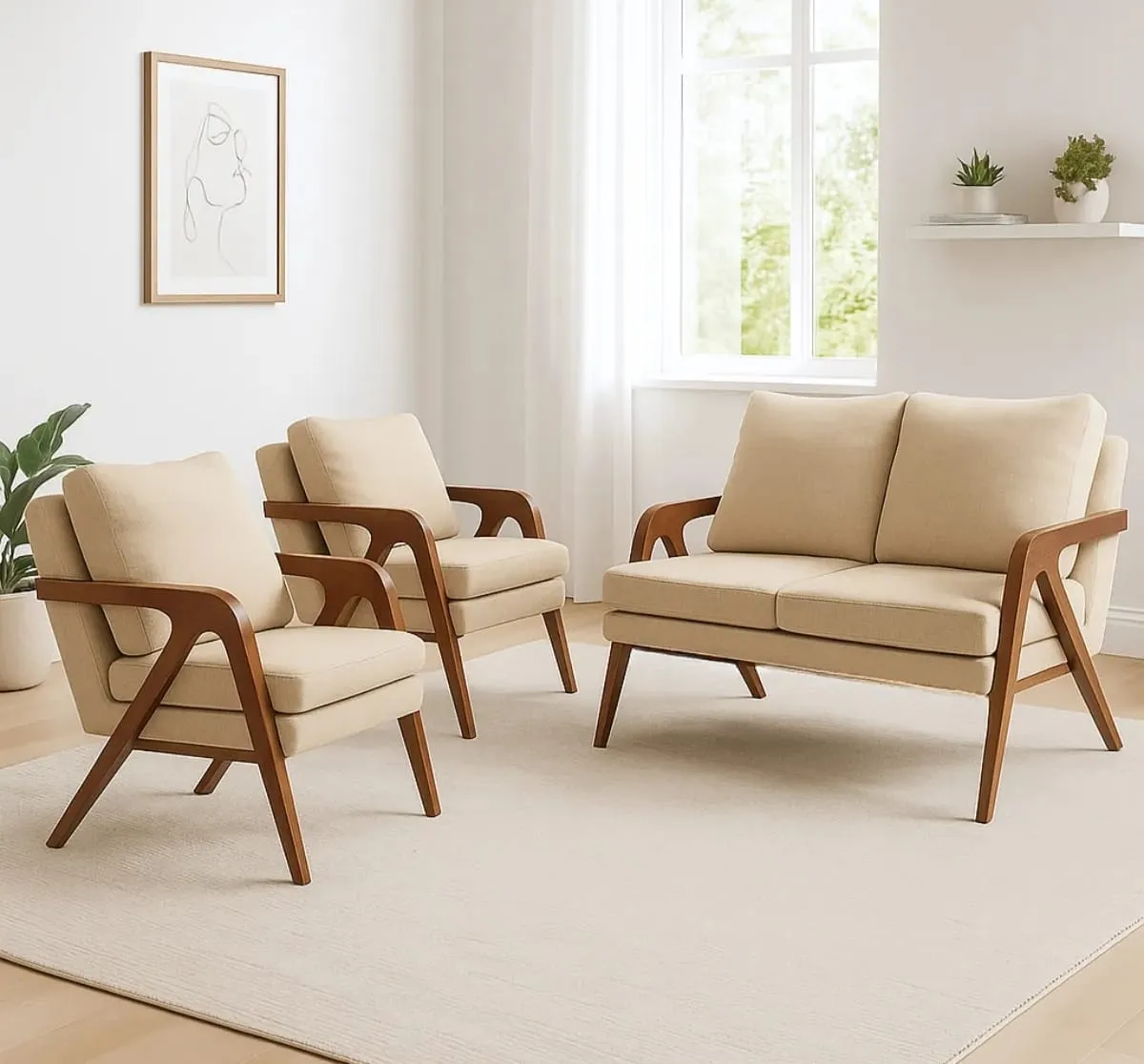 Conjunto Mona Prime Sofá + 2 Poltronas