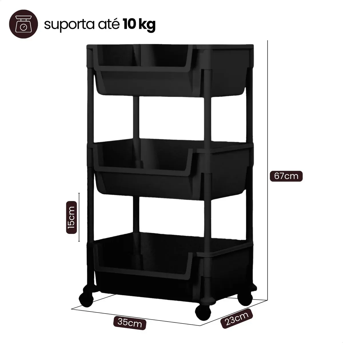 Carrinho Organizador Multiuso KONTUZ